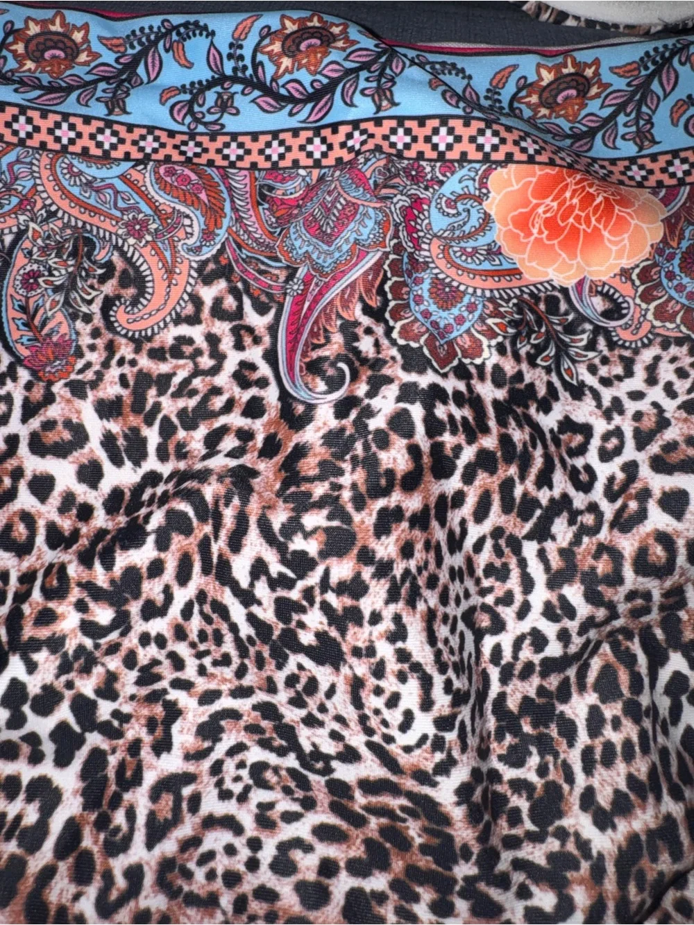 Cupshe Leopard Paisley Push-Up Bikini Set in Blue and Pink - Picture 3 of 5